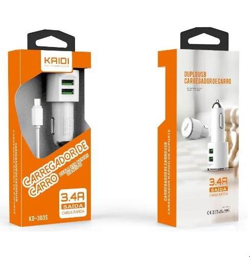 Carregador Veicular 2 USB para Micro Kaidi (1)